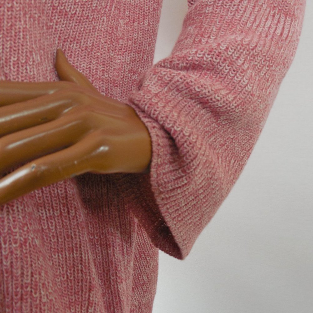 ANA Sweater L Casual Hi/Low Hem Red Heather X-Neck Oversized Fit Long Sleeves - Picture 4 of 13